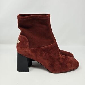 Tory Burch Sidney 70mm Redwood Suede Bootie
